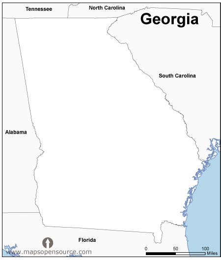 Free Georgia State Outline Map of USA | Outline Map of Georgia State, USA open source ...