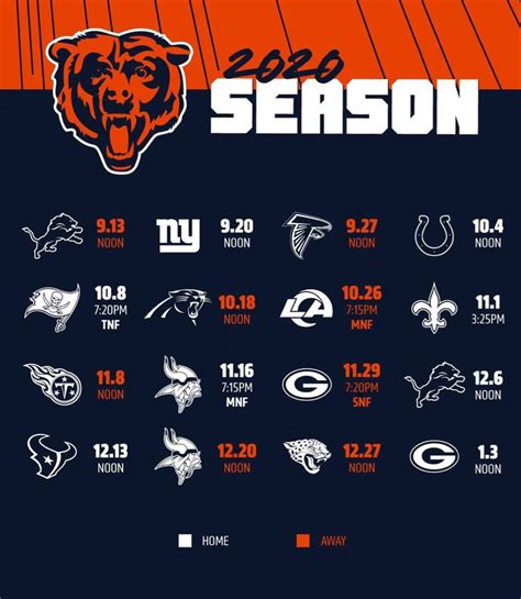 Chicago Bears 2020 Schedule Release | Chicago bears schedule, Bears ...