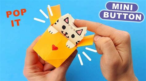 Origami Pop It Mini BUTTON with Cute Cat. How to make Origami Jumping ...