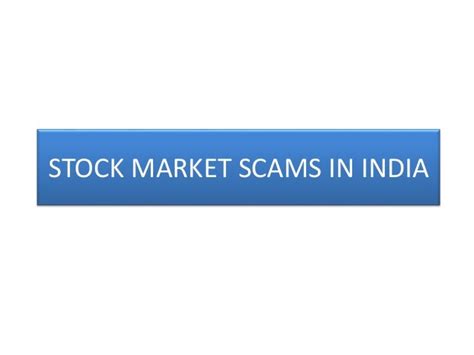 Stock market scams in india