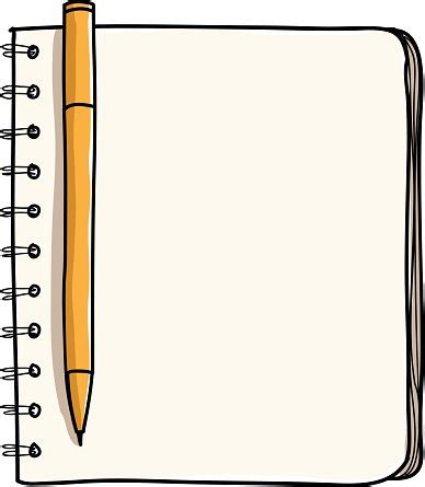 Vector Notebook With Pen Hand Drawn Art Cute Illustration Stock Clipart ...