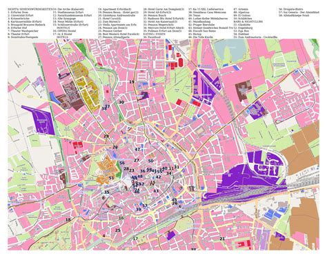 Large tourist map of Erfurt city | Erfurt | Germany | Europe | Mapsland | Maps of the World