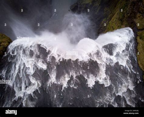 Aerial view of Skogafoss waterfall, Iceland by drone Stock Photo - Alamy