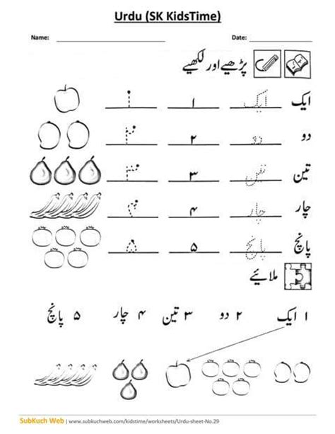 Urdu Counting 1 To 100