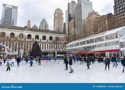 Ice Skating Rink at Bryant Park during the Holidays in New York City ...