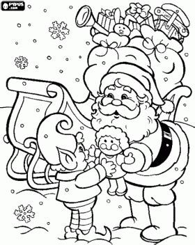 Santa And His Elves Coloring Pages