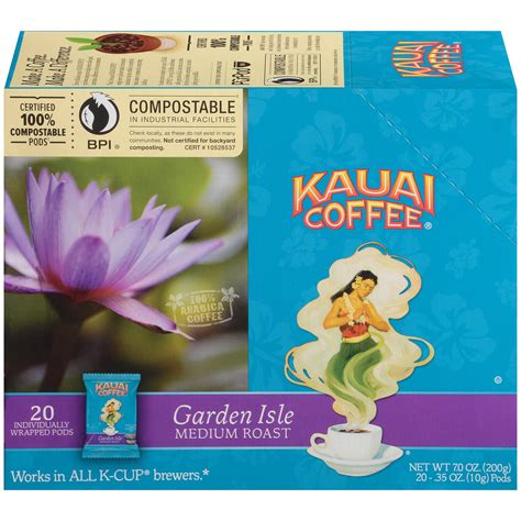 Kauai Coffee Garden Isle Hawaiian K-Cup Coffee Pods, Medium Roast, 20 ...