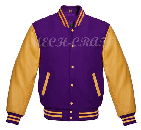 Vintage Letterman Varsity Jacket Purple wool with Golden | Etsy