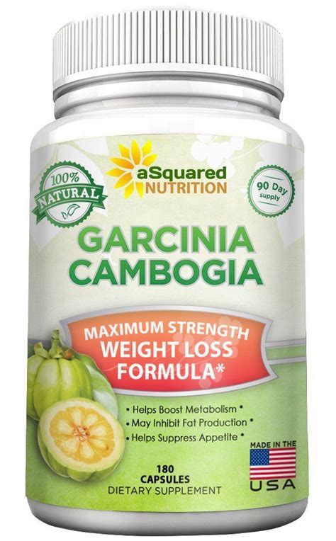 100% Pure Garcinia Cambogia Extract - 180 Capsule Pills, Natural Weight ...