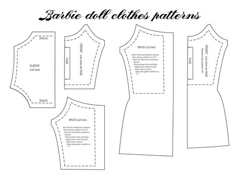 Printable Barbie Doll Clothes Patterns Barbie Dress Pattern, Barbie ...