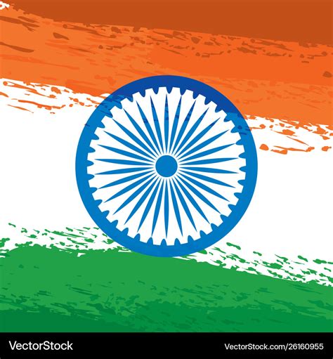 Ashoka chakra indian with flag painted Royalty Free Vector