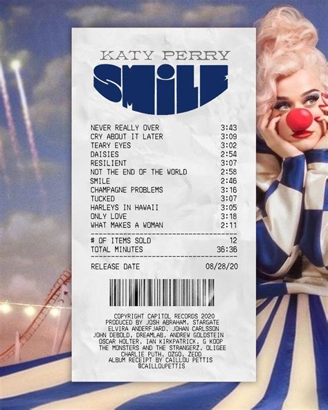 Smile Album Receipt : r/katyperry