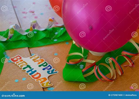 Birthday Party Balloons and Confetti Stock Photo - Image of xmas, colorful: 275987400