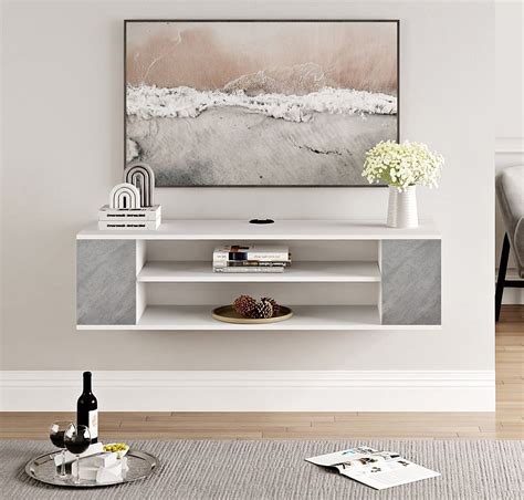 WAMPAT Floating TV Stand Wall Shelf Media Console Storage Cabine ...