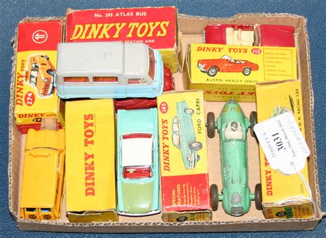 A collection of Dinky Toys cars, comprising a No. 23j HWM racing car, a ...