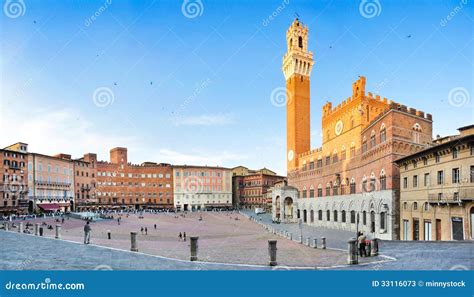 Panoramic View of Famous Piazza Del Campo in Siena at Sunset, Tuscany, Italy Editorial Stock ...