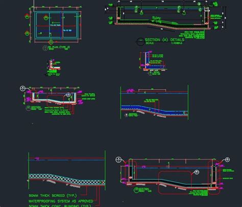 Swimming Pool Reinforcement Details Autocad Drawing