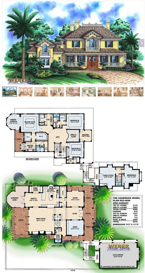 2 Story House Plan: Charleston Style Waterfront Home Floor Plan | Lake view house plans ...