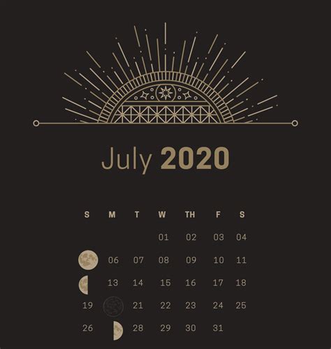 Free Printable 2020 July Calendar Moon Phases Templates July Calendar, Moon Phase Calendar ...