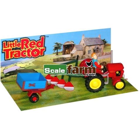 Corgi TY88606 - Little Red Tractor, Stan, Plough & Trailer