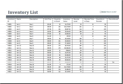 Excel Inventory sheet Templates (.xls & xlsx) Formats | Excel Templates