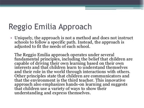 Fundamental Principles of the Reggio Emilia Approach