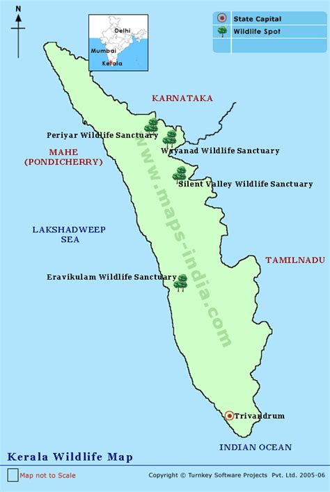 Kerala,Kerala Wildlife Map,Wildlife Map of Kerala,Wildlife Sanctuary Map Kerala,National Parks ...