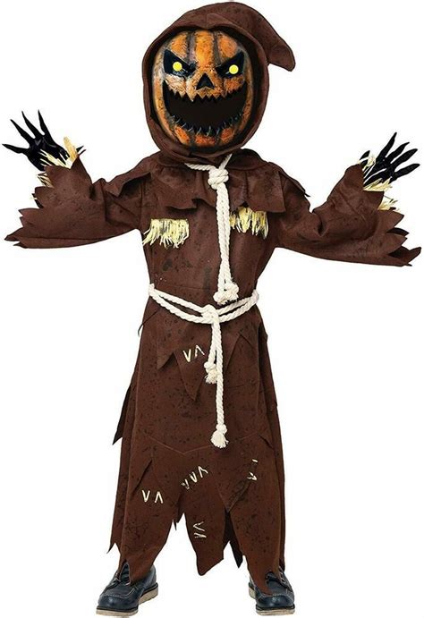 Scary Scarecrow Pumpkin Bobble Head Costume With Pumpkin Halloween Mask For… | Pumpkin halloween ...