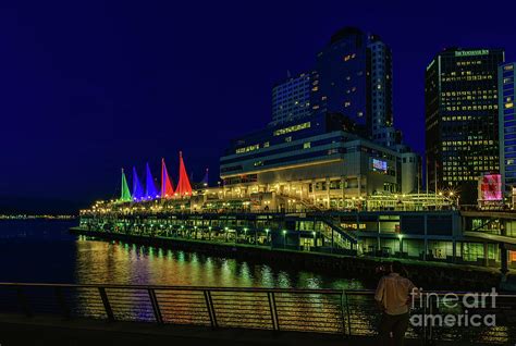 View of Canada Place at night in Vancouver BC Photograph by Viktor Birkus - Fine Art America