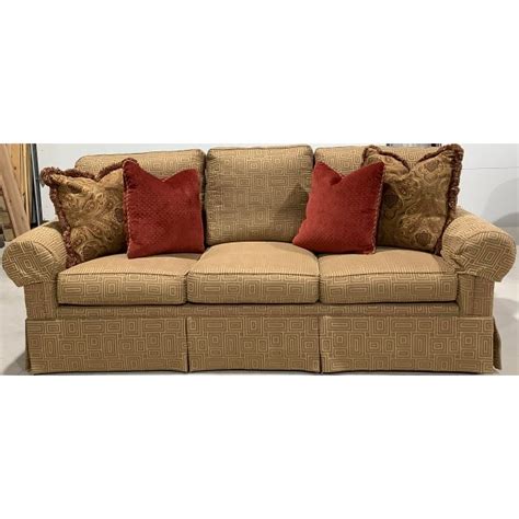 Henredon Upholstery Collection Greek Key Pattern 3 Seat Sofa With 4 Pillows and Arm Covers ...