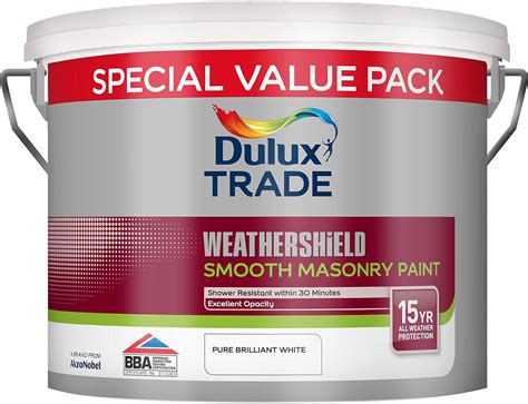 Dulux Trade Weathershield Smooth Masonry Paint Pure Brilliant White 7.5 Litres: Amazon.co.uk ...