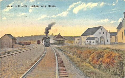 Lisbon Falls ME Central Railroad Station Train Depot Postcard | eBay