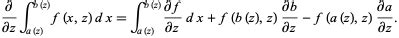 Leibniz Integral Rule -- from Wolfram MathWorld