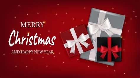 Christmas and New Year greeting card with gift boxes 1410495 Vector Art ...