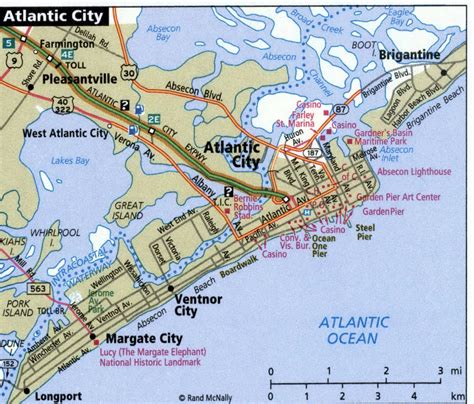 Atlantic City road map for truck drivers toll and free highways map - usa