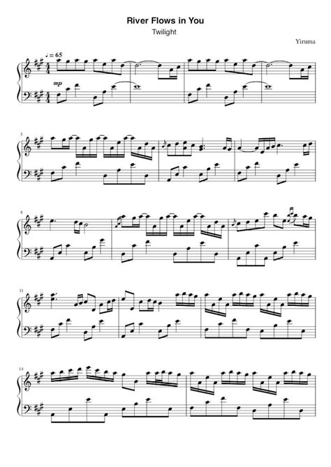 Piano Music Sheets River Flows in You From Twilight Yiruma Piano ...