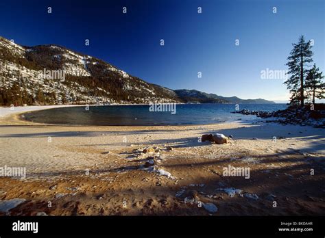 Sand Bay Beach Winter Scenic, Lake Tahoe, Nevada Stock Photo - Alamy
