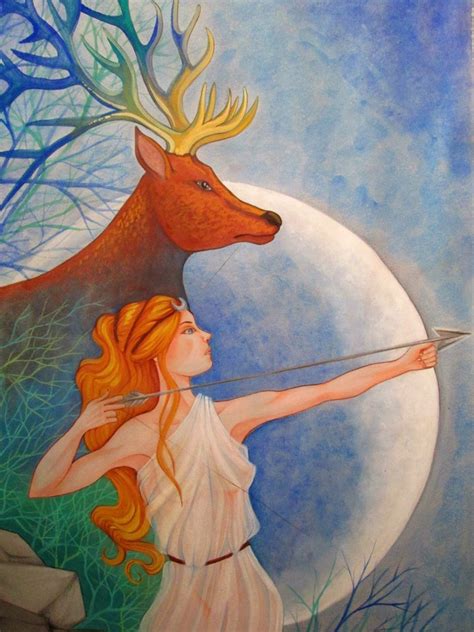 Artemis Diana Göttin des Mondes Original Painting Print - Etsy.de