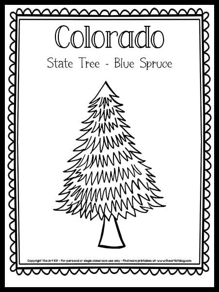 Colorado State Tree Coloring Page (Blue Spruce) {FREE Printable!} - The Art Kit