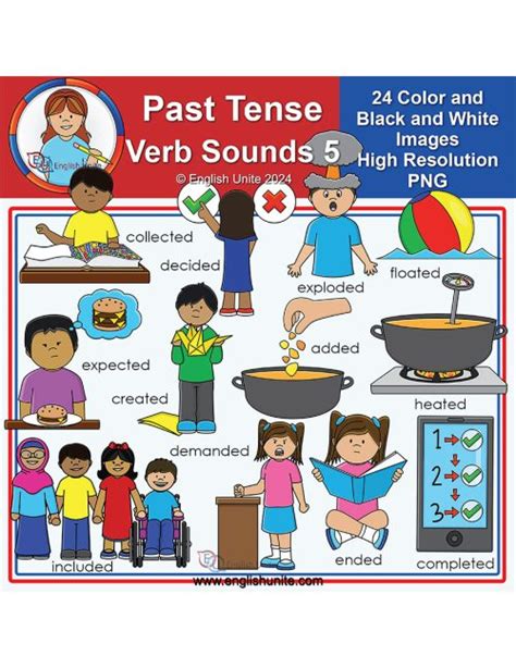 English Unite - Clip Art - Past Tense Verb Sounds Pack 5 (ID)