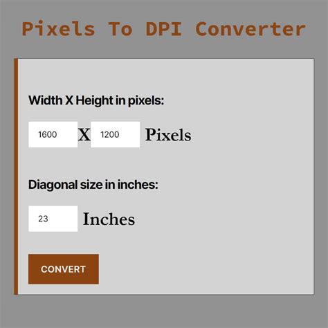 Pixels To DPI Converter