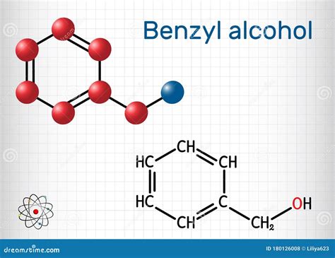 Benzyl Alcohol, C7H8O Molecule. It Is Aromatic Alcohol, Is Used As ...