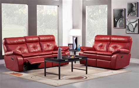 Red Leather Recliner Sofa