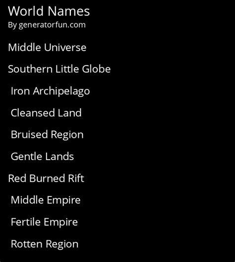 World Name Generator - Generate a Random World Name