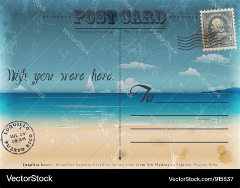 Vintage summer vacation postcard Royalty Free Vector Image