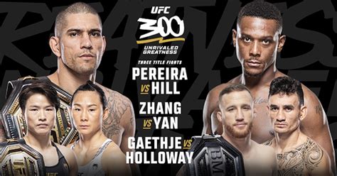 UFC 300: Alex Pereira Vs. Jamahal Hill: Fight Card, Betting Odds, Start ...