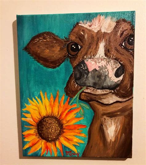 Cow and flower painting | Flower painting, Painting, Art