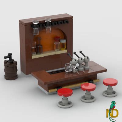 Lego Bar / Pub - Saloon Tavern w/ Wine Drink Glasses, Beer Barrel ...