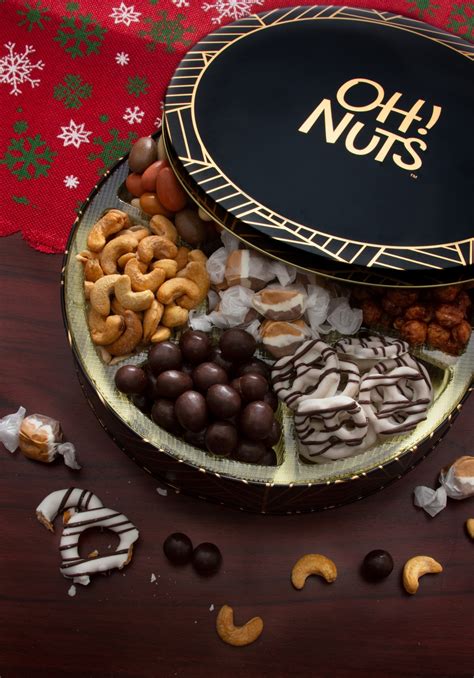 Oh! Nuts Gourmet Chocolate Round Gift Tin • Holiday Nut Gift Baskets • Holiday Gifts & Christmas ...