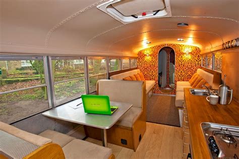 Examples of Couples Refurbishing Old Skoolie Conversion Interiors - Yellowraises | Bus interior ...